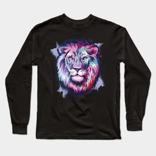 Lion Head in Beautiful Colorful Grunge Style Long Sleeve T-Shirt